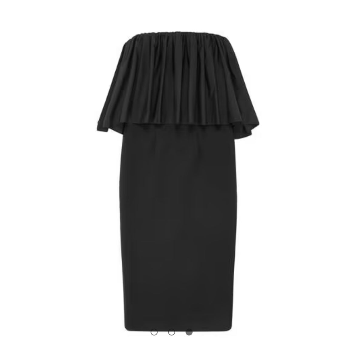 Black off-shoulder dress on a white background