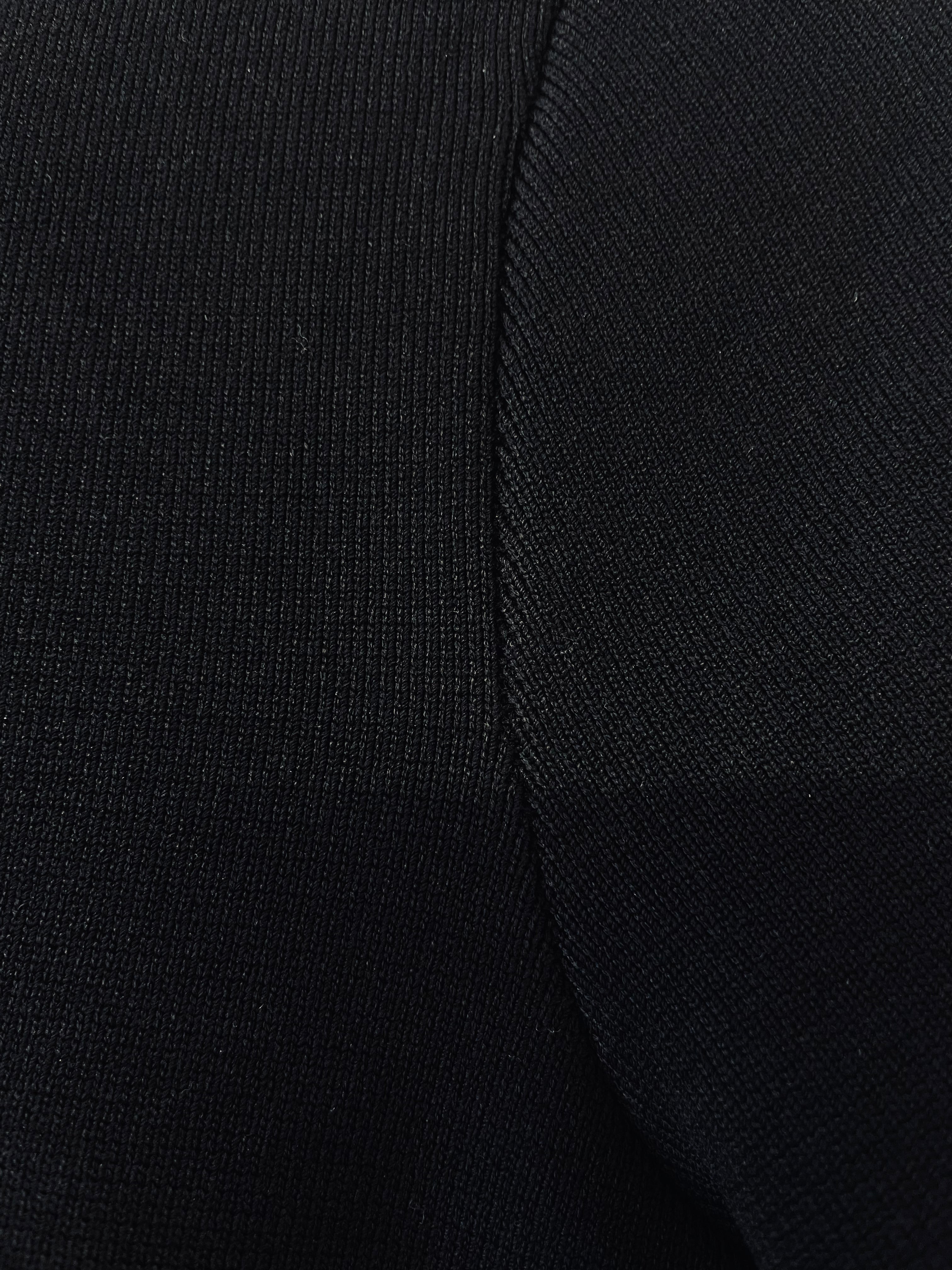 Camilla and Marc peplum black jersey ribbed knit bandage short sleeve midi dress. back of