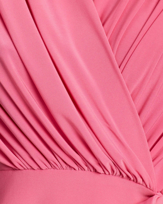 By Johnny designer dress for sale, pink Gloria Bow Drape new with tags. Wide over shoulder with big bow pink mini dress. ruffle material pink